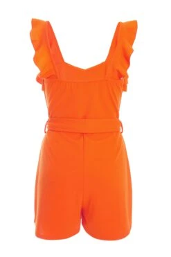 Orange Frill Playsuit -Chic Summer Shop 00100038178 ZB