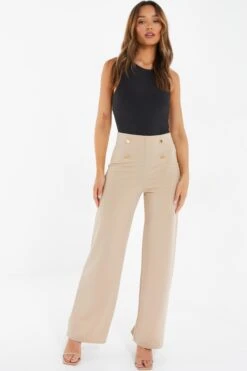 Stone Button Palazzo Trousers -Chic Summer Shop 00100038220 XM
