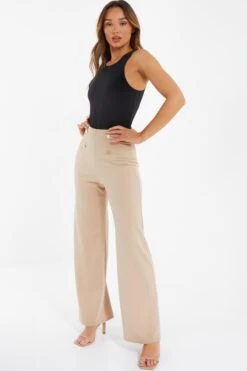 Stone Button Palazzo Trousers -Chic Summer Shop 00100038220 XS