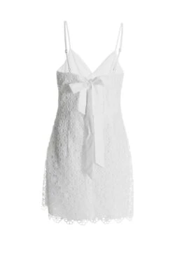 White Embroidered Tie Back Mini Dress -Chic Summer Shop 00100038243 ZB