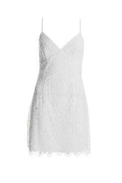 White Embroidered Tie Back Mini Dress