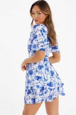 White Floral Wrap Mini Dress -Chic Summer Shop 00100038247 XB