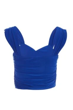 Royal Blue Ruched Crop Top -Chic Summer Shop 00100038262 ZB