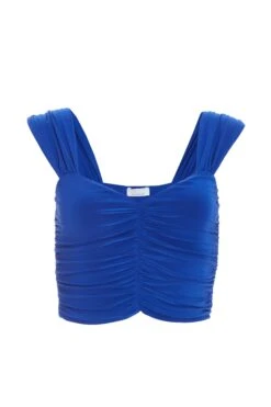 Royal Blue Ruched Crop Top