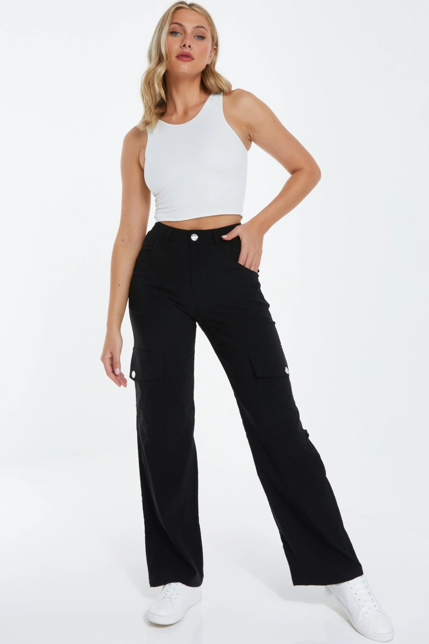 Black Wide Leg Cargo Trousers 4 Black Wide Leg Cargo Trousers - Image 2