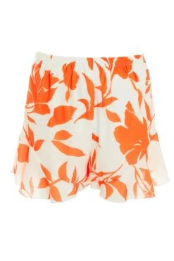 Orange Floral Frill Shorts -Chic Summer Shop 00100038283 ZB