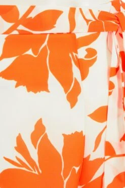 Orange Floral Frill Shorts -Chic Summer Shop 00100038283 ZS