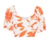 Orange Floral Frill Crop Top -Chic Summer Shop 00100038284 ZM