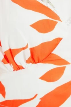 Orange Floral Frill Crop Top -Chic Summer Shop 00100038284 ZS