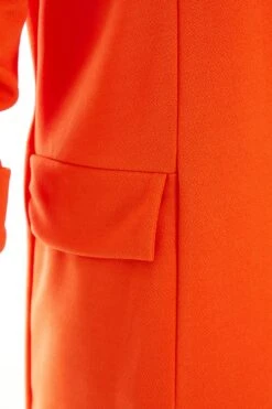 Orange Ruched Sleeve Blazer -Chic Summer Shop 00100038285 ZS