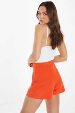 Orange Button Tailored Shorts -Chic Summer Shop 00100038286 XB