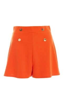 Orange Button Tailored Shorts