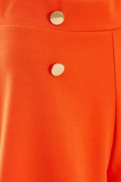 Orange Button Tailored Shorts -Chic Summer Shop 00100038286 ZS