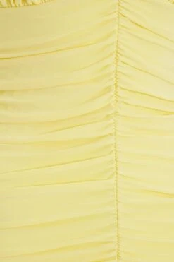 Yellow Ruched Bodycon Mini Dress -Chic Summer Shop 00100038287 ZS