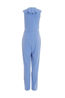 Pale Blue Frill Wrap Palazzo Jumpsuit -Chic Summer Shop 00100038300 ZB