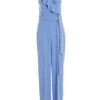 Pale Blue Frill Wrap Palazzo Jumpsuit -Chic Summer Shop 00100038300 ZM