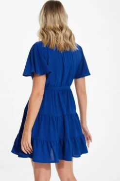 Royal Blue Wrap Skater Dress -Chic Summer Shop 00100038349 XB