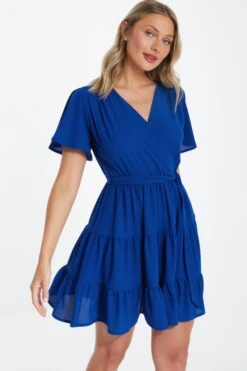 Royal Blue Wrap Skater Dress -Chic Summer Shop 00100038349 XM