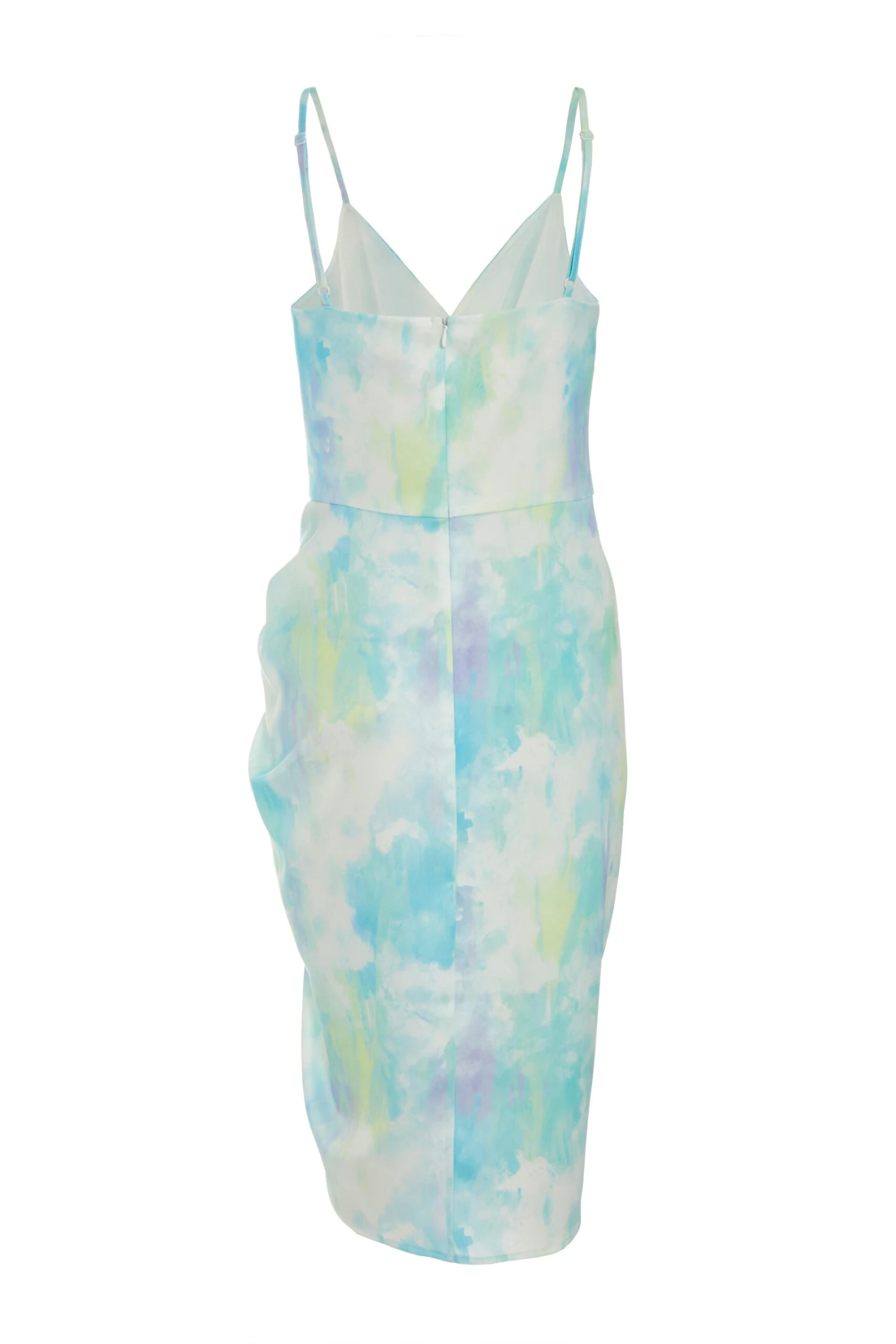 Blue Smudge Satin Wrap Midi Dress 7 Blue Smudge Satin Wrap Midi Dress - Image 5