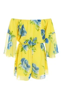 Yellow Floral Bardot Playsuit
