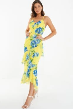 Yellow Floral Midaxi Dress 11 Yellow Floral Midaxi Dress -Chic Summer Shop 00100038367 XS