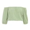 Khaki Bardot Crinkle Top -Chic Summer Shop 00100038373 ZM