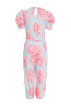 Blue Floral Wrap Culotte Jumpsuit -Chic Summer Shop 00100038385 ZB