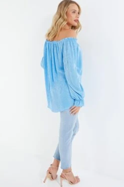 Blue Bardot Necklace Top -Chic Summer Shop 00100038405 XB