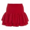 Red Ruched Frill Mini Skirt -Chic Summer Shop 00100038420 ZM