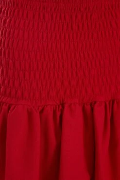 Red Ruched Frill Mini Skirt -Chic Summer Shop 00100038420 ZS