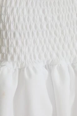 White Ruched Frill Mini Skirt -Chic Summer Shop 00100038421 ZS