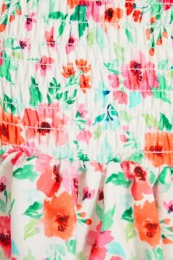 White Ditsy Floral Ruched Mini Skirt -Chic Summer Shop 00100038422 ZS