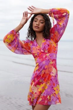 Pink Floral Skater Dress 9 Pink Floral Skater Dress -Chic Summer Shop 00100038432 XM