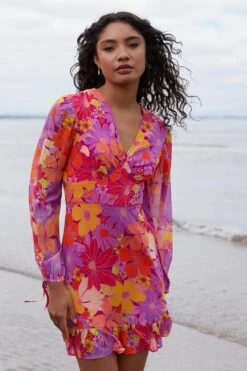 Pink Floral Skater Dress 11 Pink Floral Skater Dress -Chic Summer Shop 00100038432 XS