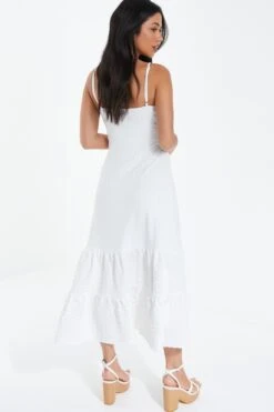 White Strappy Knot Front Midi Dress 10 White Strappy Knot Front Midi Dress -Chic Summer Shop 00100038449 XB