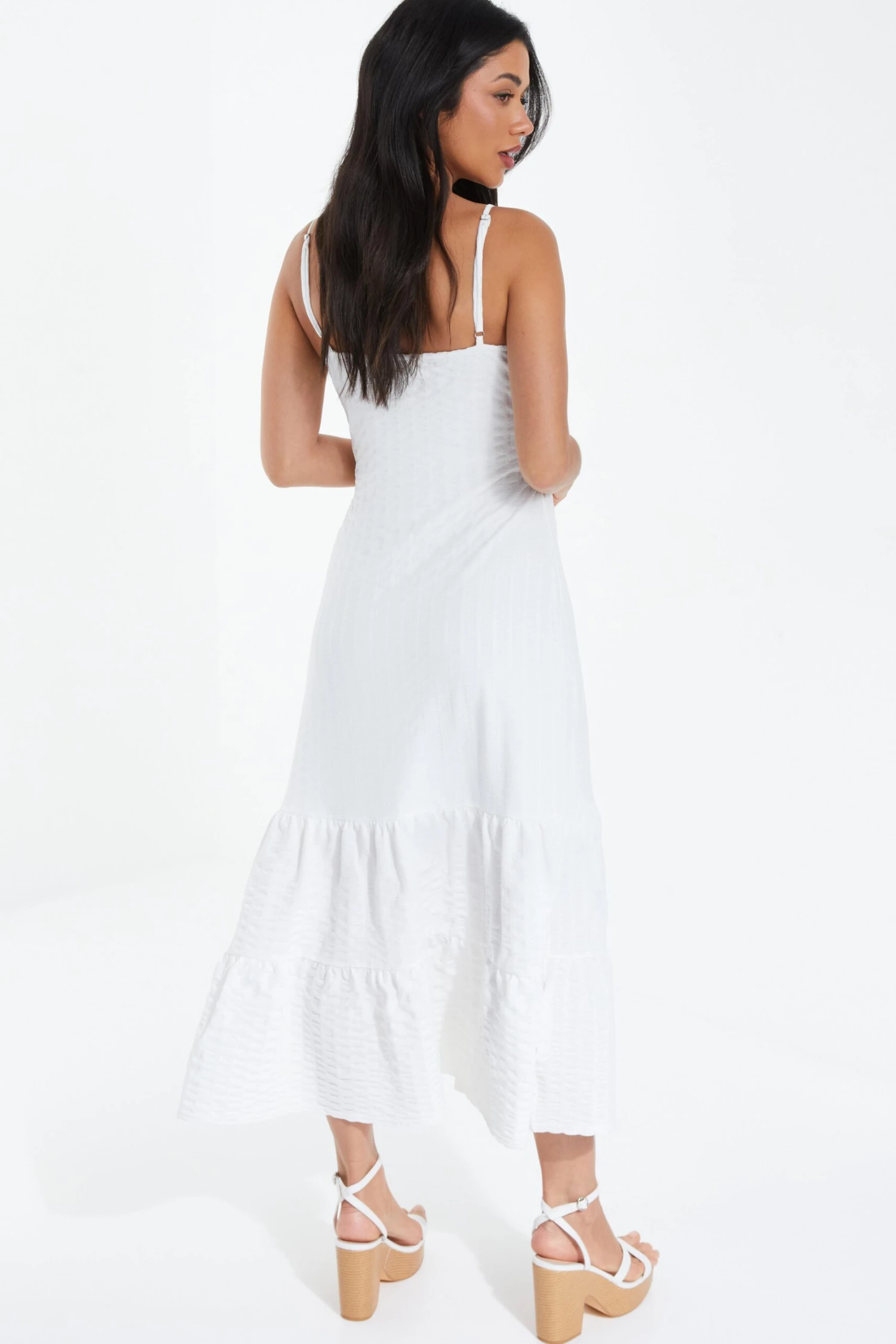 White Strappy Knot Front Midi Dress 5 White Strappy Knot Front Midi Dress - Image 3