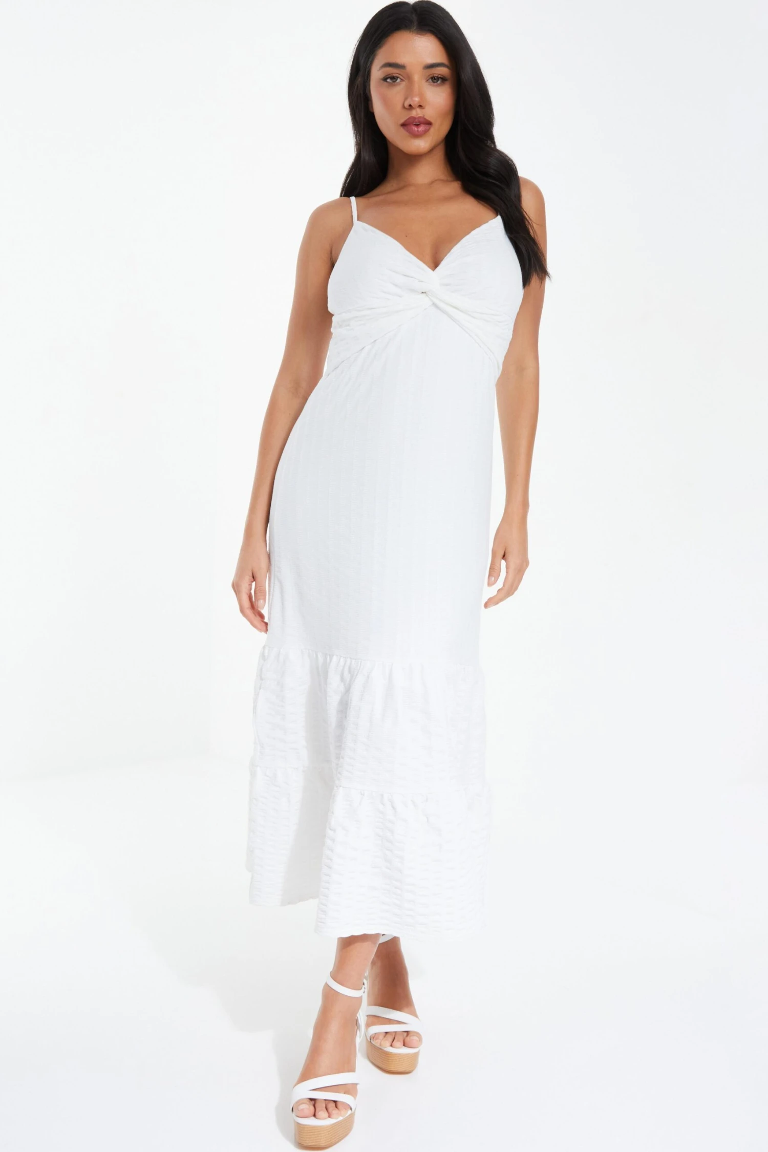 White Strappy Knot Front Midi Dress 4 White Strappy Knot Front Midi Dress - Image 2