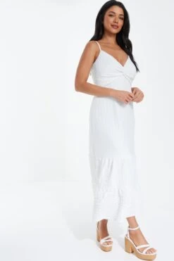 White Strappy Knot Front Midi Dress 11 White Strappy Knot Front Midi Dress -Chic Summer Shop 00100038449 XS