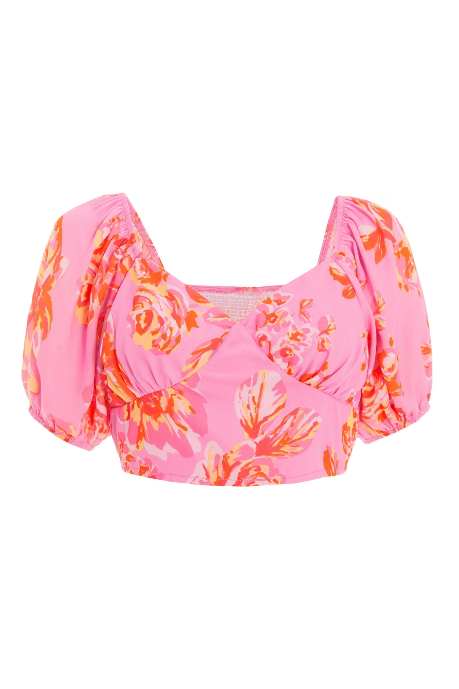 Pink Floral Print Crop Top 3 Pink Floral Print Crop Top