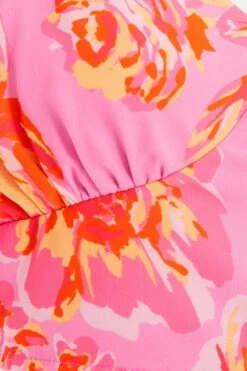 Pink Floral Print Crop Top 13 Pink Floral Print Crop Top -Chic Summer Shop 00100038451 ZS