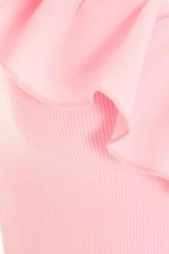 Light Pink Ribbed Frill Bodysuit 13 Light Pink Ribbed Frill Bodysuit -Chic Summer Shop 00100038455 ZS