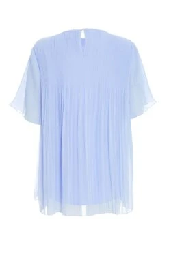Light Blue Chiffon Pleated Blouse -Chic Summer Shop 00100038457 ZB