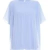 Light Blue Chiffon Pleated Blouse