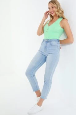 Mint Ribbed Button Bodysuit 11 Mint Ribbed Button Bodysuit -Chic Summer Shop 00100038462 XS