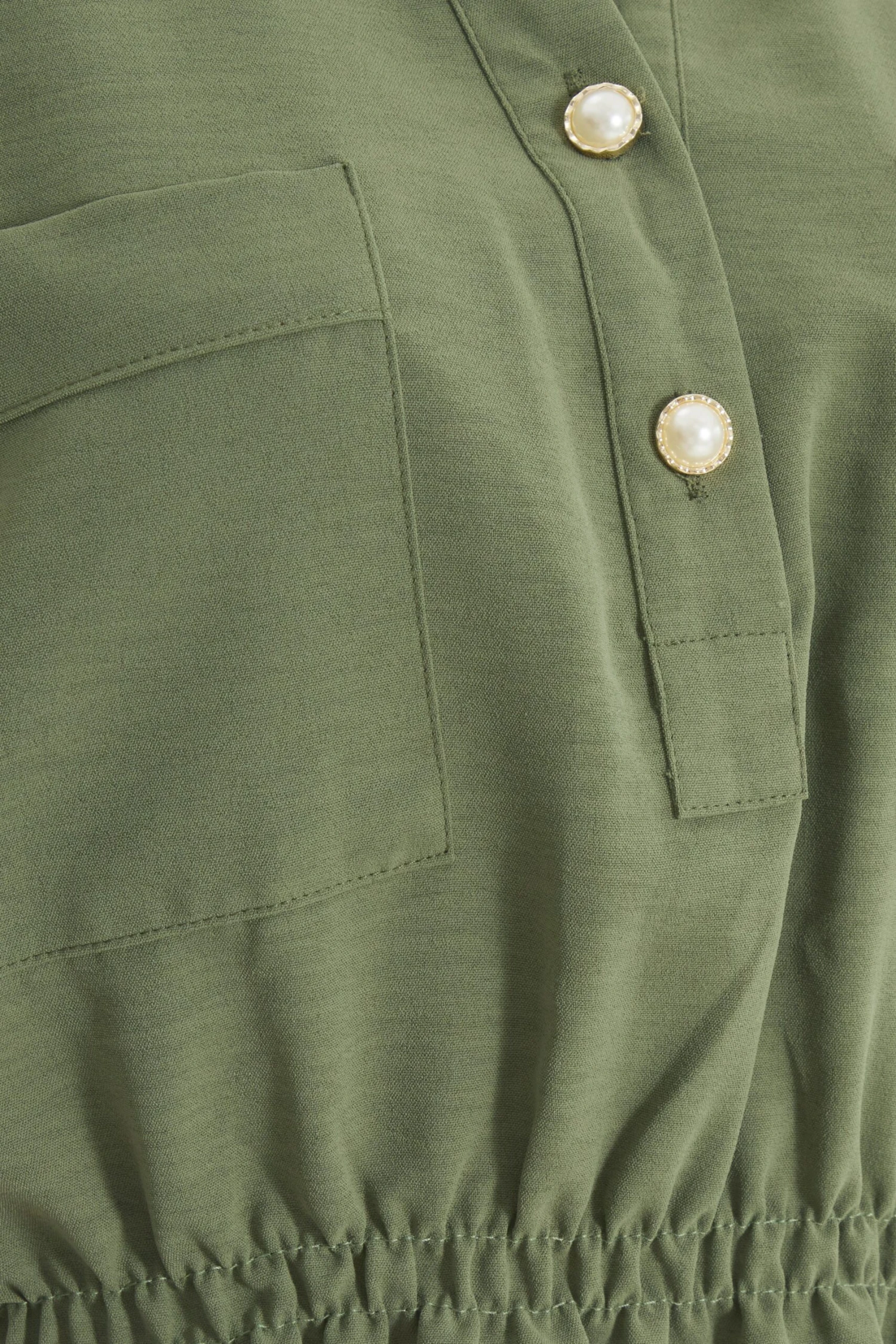 Khaki Button Ruched Blouse 8 Khaki Button Ruched Blouse - Image 6