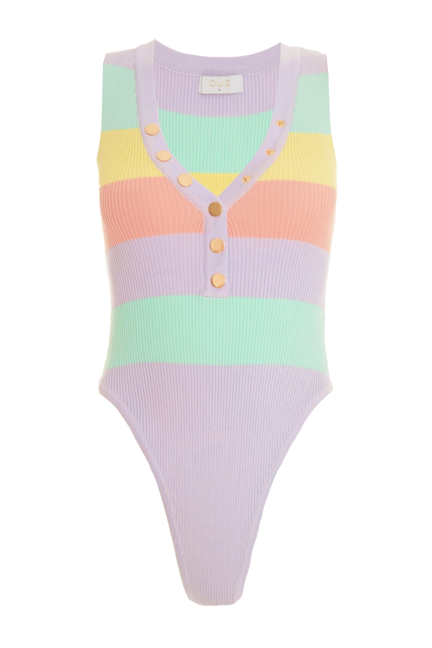 Multicoloured Stripe Knitted Bodysuit 3 Multicoloured Stripe Knitted Bodysuit