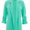 Mint Ruched Sleeve Blazer -Chic Summer Shop 00100038475 ZM