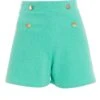 Mint Button Tailored Shorts -Chic Summer Shop 00100038476 ZM