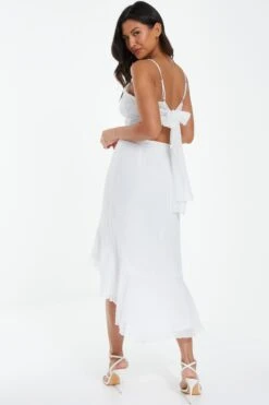 White Chiffon Dobby Midi Skirt -Chic Summer Shop 00100038477 XB
