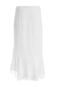 White Chiffon Dobby Midi Skirt -Chic Summer Shop 00100038477 ZB